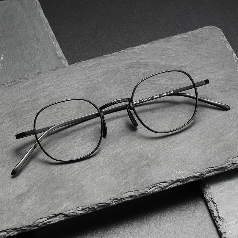 Pure Titanium Glasses Frame Men Japanese Handmade Kmn130 Square