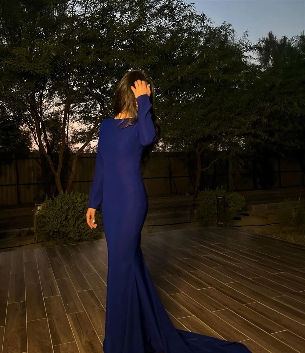 

Prom Party For Women Straight Cut-Out Mermaid Long Sleeves Backless Chapel Train Vestidos Robes De Soirée Vestido De Fiesta