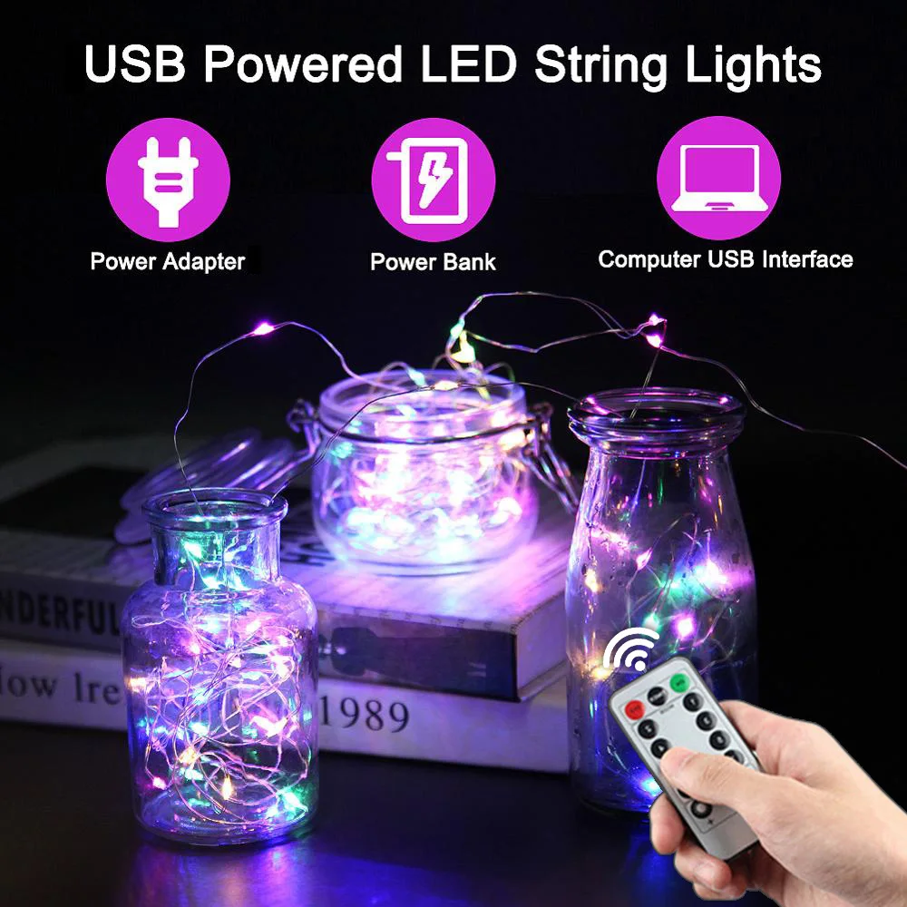 String Light LED Fairy Light USB LED Garland Lamp 5m 10m Waterproof Copper Wire Lamp For Christmas Garden Decoration With Remote led usb powered night light mini christmas tree copper wire garland lamp for kids home bedroom decoration decor fairy light