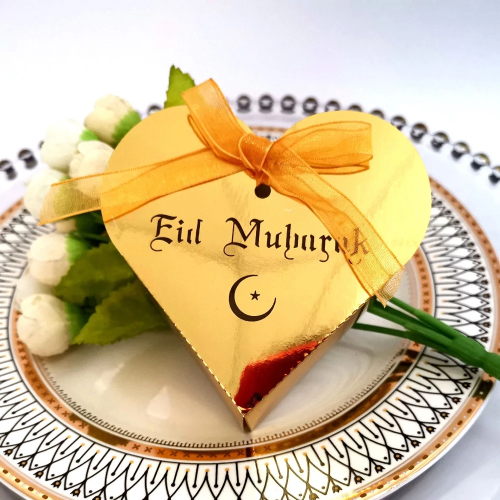 10pcs Eid Mubarak Box Ramadan Decor Laser Cut Hollow Love Heart ...