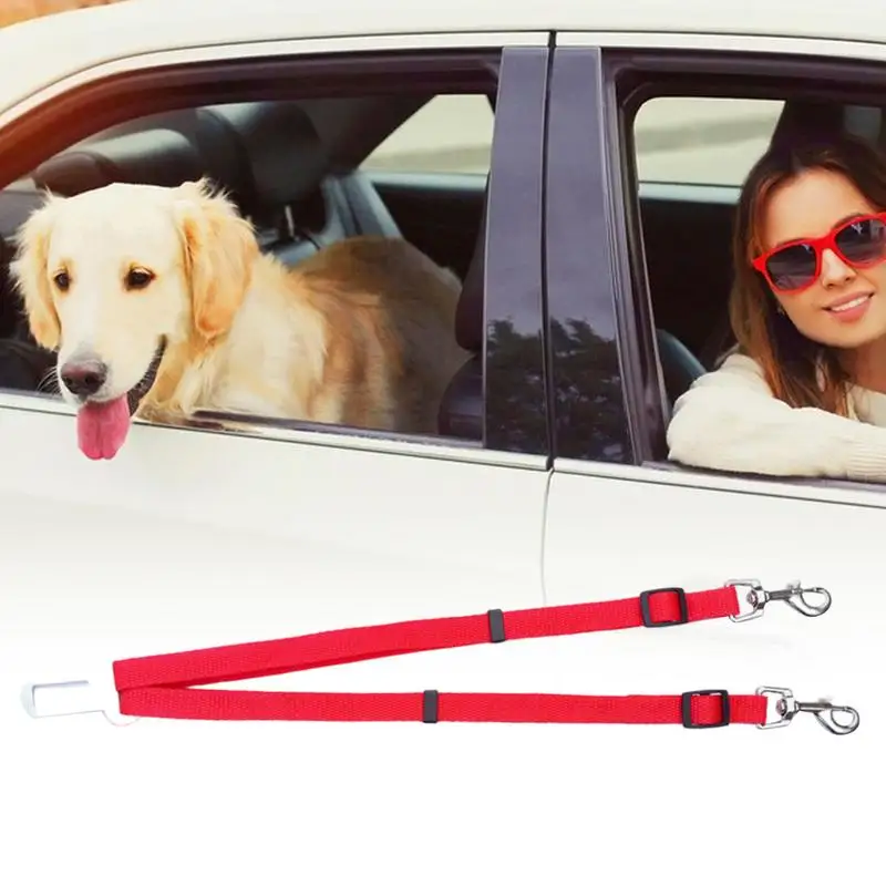 Adjustable Pet Cat Dog Car Seat Belt Pet Seat Vehicle Dog Harness Lead Clip Safety Lever Traction Collars for Travel Walking