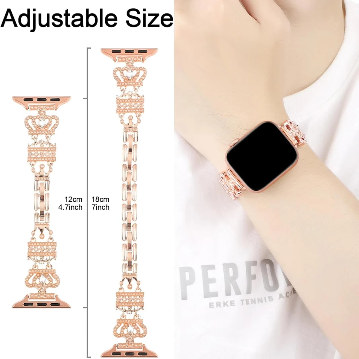 Elegant Women's Luxury Pearl Bracelet Watch Band with Crown Case