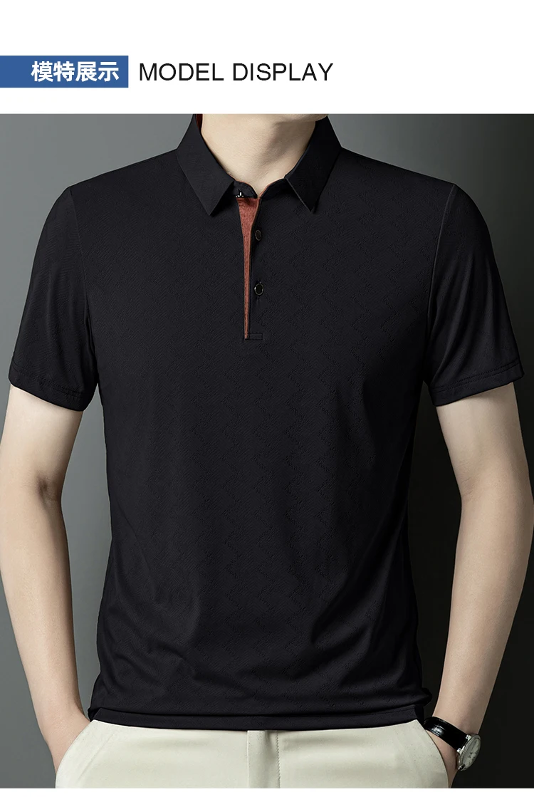 polo shirt men high quality summer new Ice silk Men's Short-sleeved polo shirt stripes business casual mens polo shirt 6XL 6748 17 S53779e02ea534c8aad12f6d02a33538bu