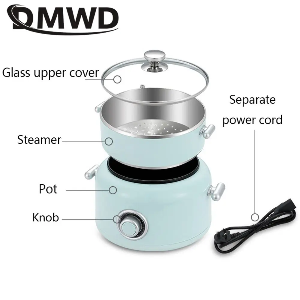 DMWD Electric Cooking Machine Multi-cooker Food Steamer Hotpot Porridge Soup Pot Boiler Breakfast Maker Mini Skillet Frying Pan 4