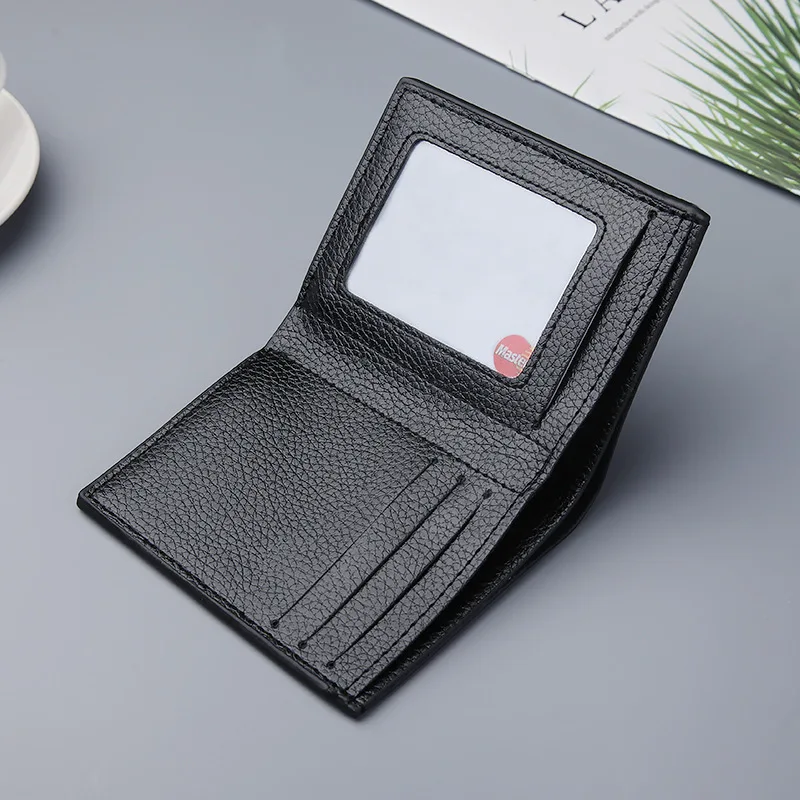 Billetera corta con patrón de lichi para hombre, billetera fina multifuncional, versión coreana, Clip de efectivo de moda, 10,8x8,6x0,6 cm
