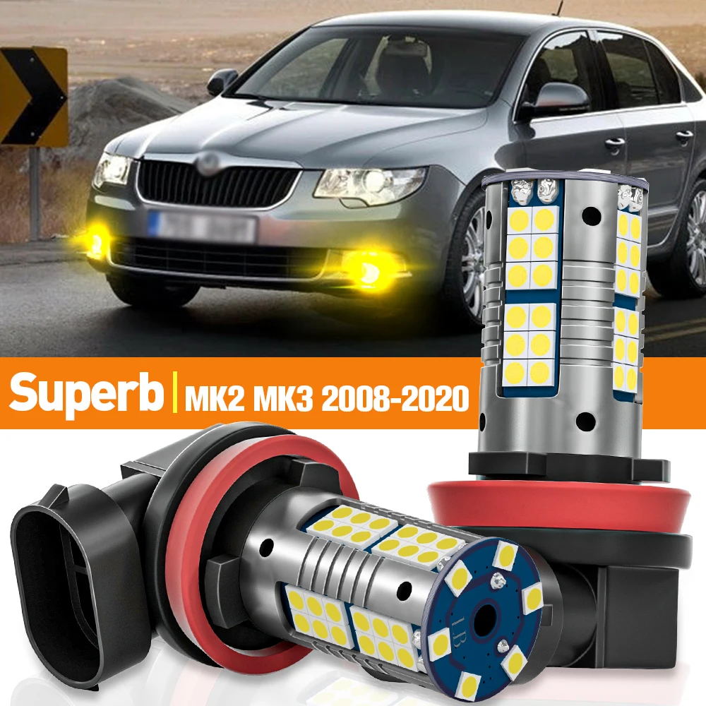

2pcs LED Fog Light For Skoda Superb 2 MK2 3 MK3 2008 2009 2010 2011 2012 2013 2014 2015 2016 2017 2018 Accessories Canbus Lamp