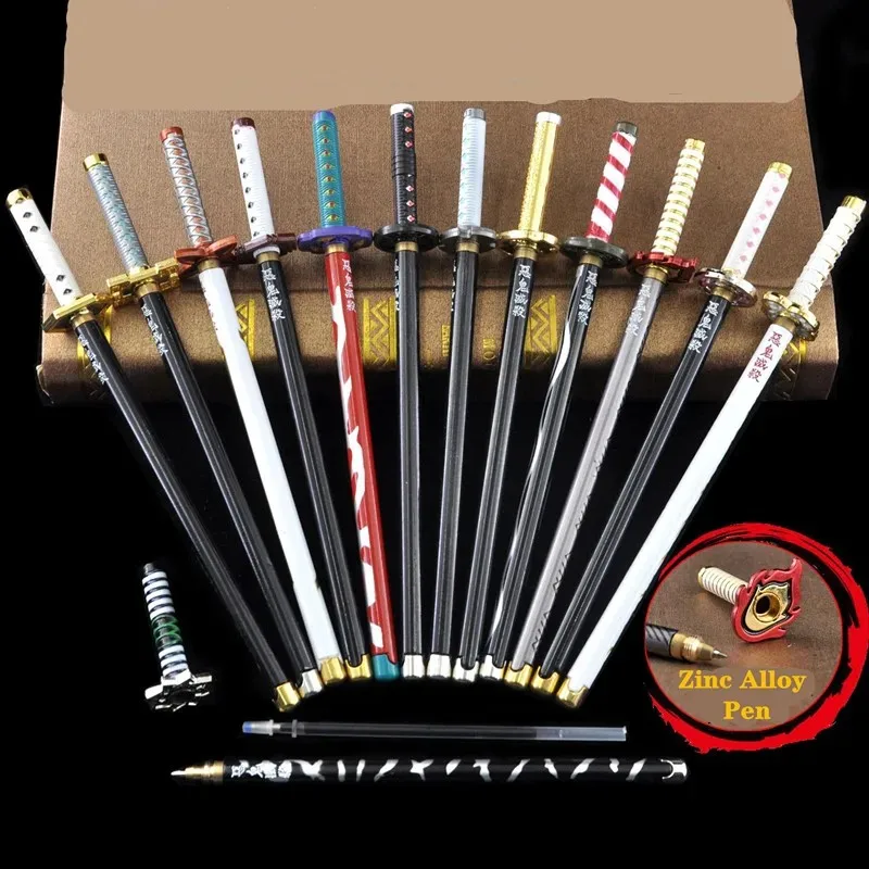Anime Cosplay Props 17 Styles Japan Anime Kimetsu no Yaiba Weapon Sword Model Gel Pen 0.5mm Black Refill Cosplay Prop Kid Student Gift