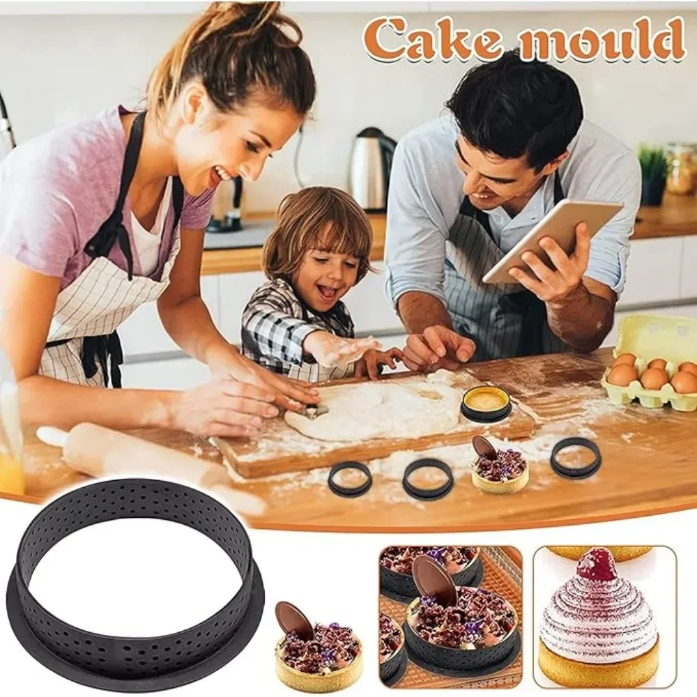 20PCS Tart Ring Perforated Cake Round Plastic Molds DIY Mousse