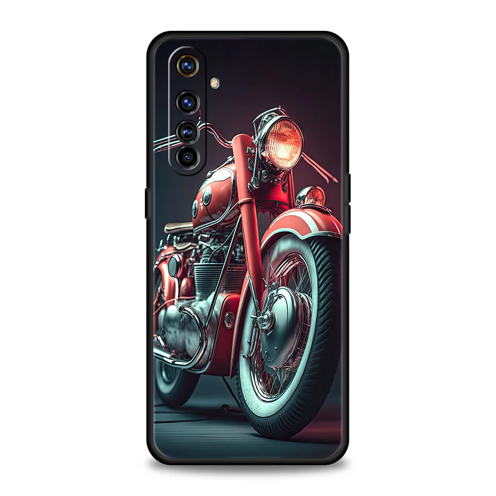 Sleek Black Motorcycle Sports Car Soft TPU Phone Cover