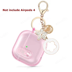 Pink Clear Soft TPU Protective Airpods Case with Bling Keychain (Pink)