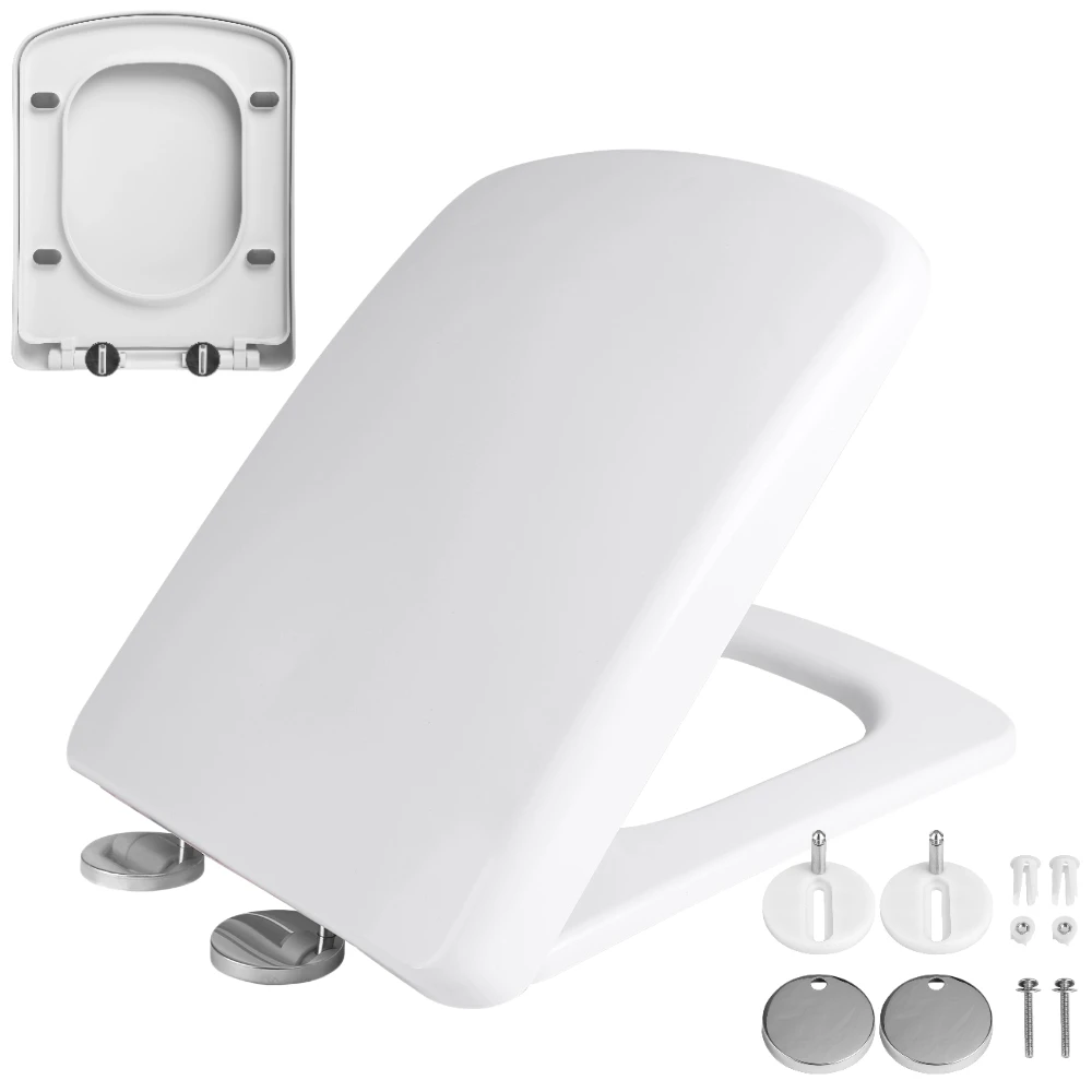 Square Toilet Seat Soft Close One Button Quick Release Toilet Seats for Easy Installation with Top Fixing Holes Adjustable Hinge toilet seat cover toilet seat accessories