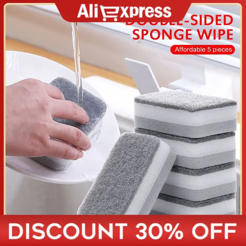 

5~20PCS Double-sided Cleaning Spongs Household Scouring Pad Wipe Dishwashing Sponge Cloth Dish Sponge Eraser Kitchen Accessories