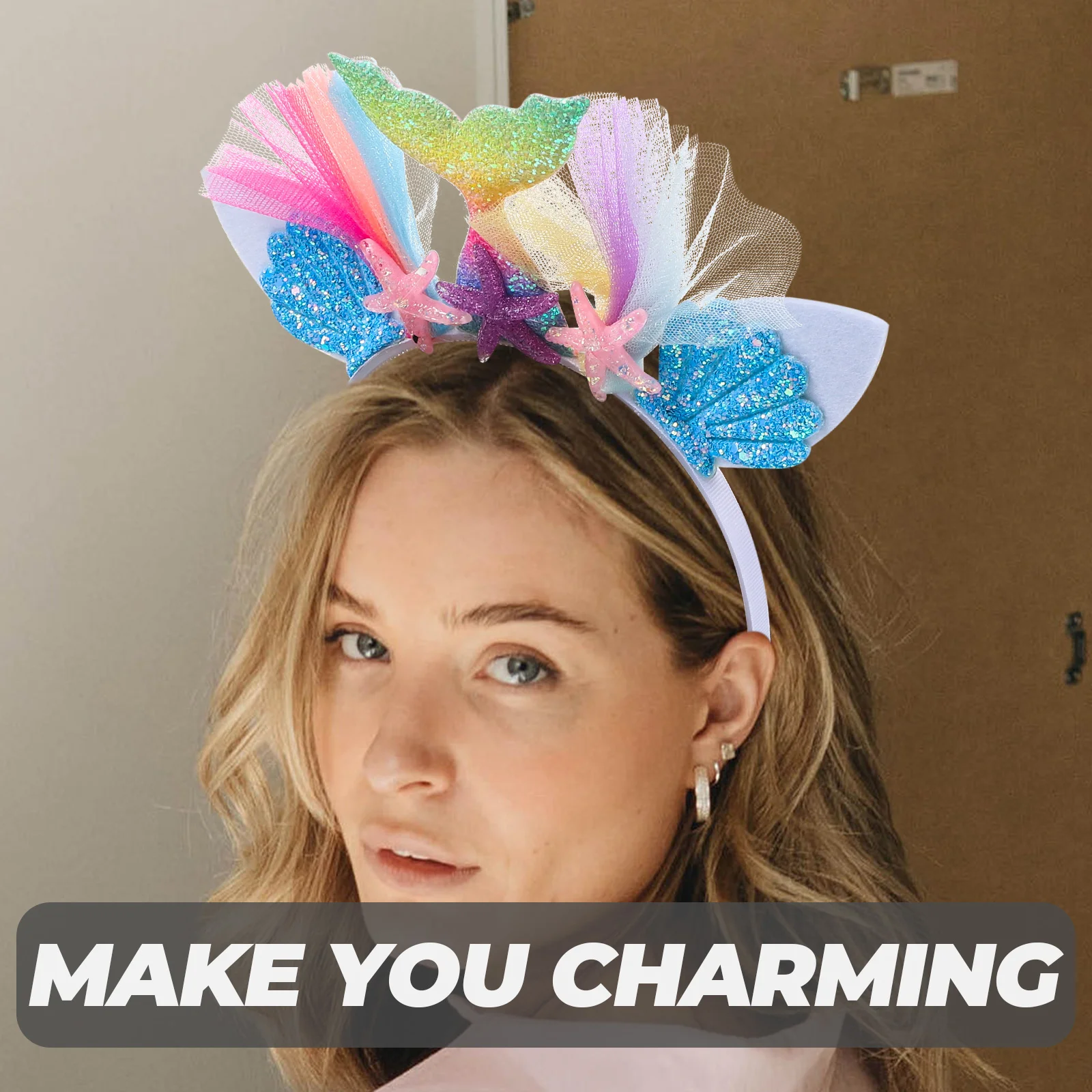 

Princess Mermaid Headband Child Wedding Decor Glitter Fashion Hair Hoop
