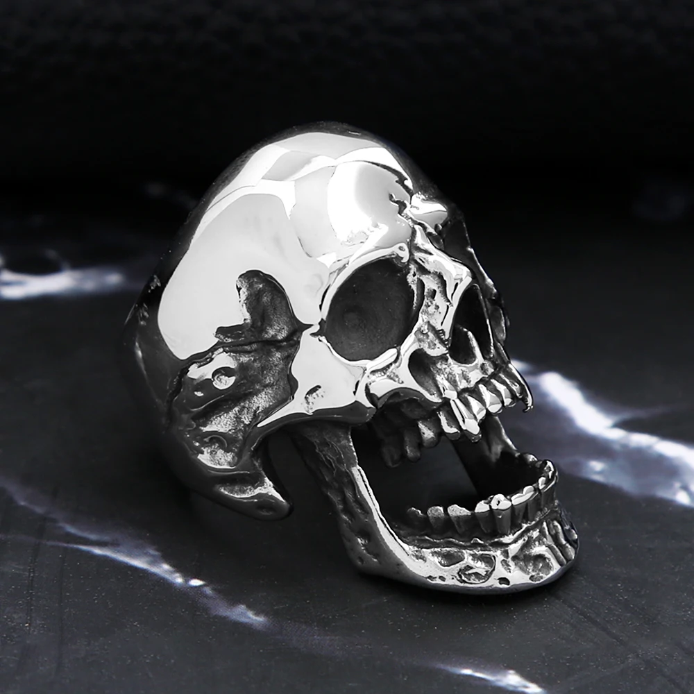 Anello Teschio In Acciaio Inossidabile Per Uomo - Stile Gotico Punk Rock, 5 Misure Diverse - Foto 6