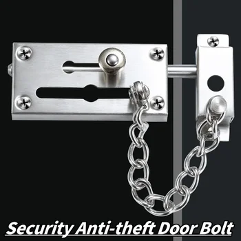 1/2 Pack Stainless Steel Safety Chain Guard Spring Door Chain Lock Anti-Theft Press Heavy Duty Latch Screw Guard Accessories