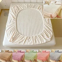 1PC Fluffy Rabbit Plush Elastic Fitted Sheet Mattress Protector Cover Warm Winter Coral Fleece Luxury Double Bed Bedsheet 시트 1