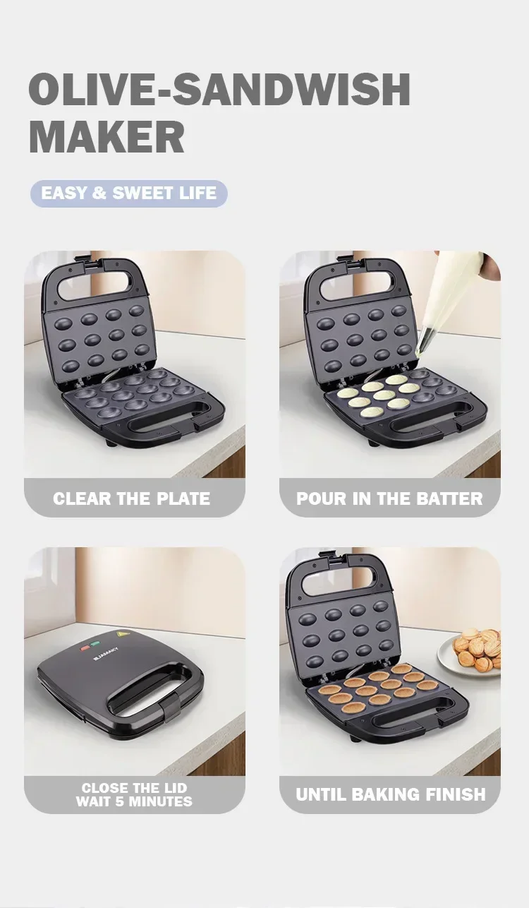 Description Picture 5 of item750W Electric Walnut Cake Waffle Maker 12 Holes Nut Plates Cooking Kitchen Appliances Breakfast Machine Non-stick Iron Pan