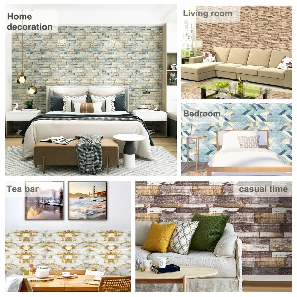 Imitation brick retro Wall Stickers 2.5mm Self-adhesive Waterproof Home Decor Living room bedroom Office