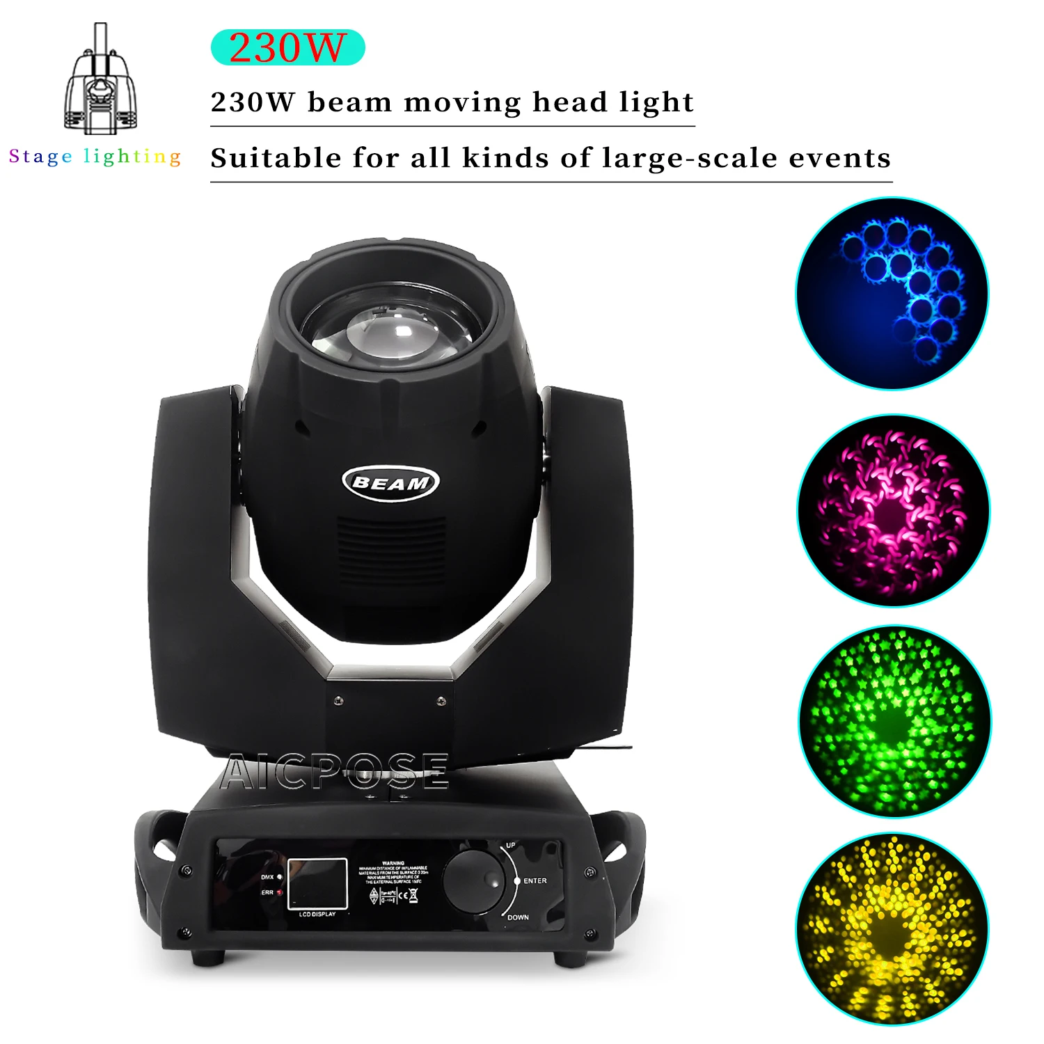7R 230W Beam Moving Head Light Touch Screen Dmx Control Beam Stage Light Dj Disco Equipment Nightclub Music Festival Lighting