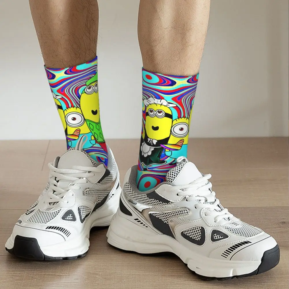 Custom Cool Print M- Minions Cartoon Socks for Women Men Stretchy Summer Autumn Winter M- Minions Bananas Crew Socks 129 S53784de83bd04917a432abc837d9a4fey