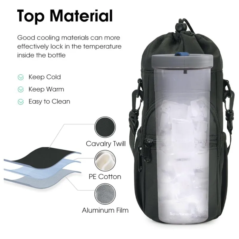 Insulated Water Bottle Carrier Sling Bag with Strap - Outdoor Portable Storage Pouch