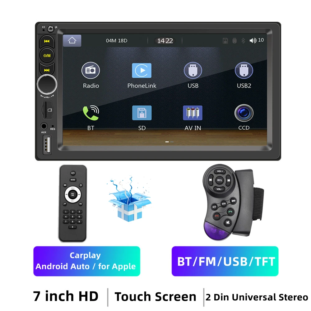 Free Shipping Android-Auto Carplay Car Radio Multimedia Video Player Autoradio Universal 2Din Stereo MP5 MP3 Audio Head Unit pioneer radio Car Radios