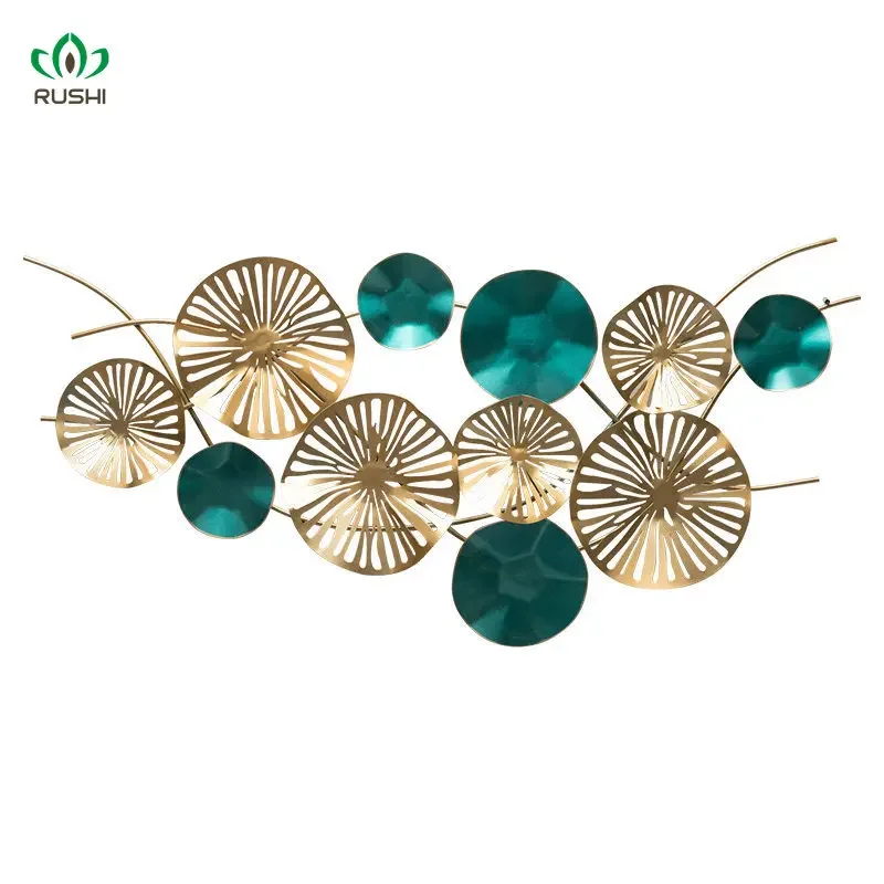 

European Hollow Lotus Leaf Wrought Iron Wall Decoration B&B Inn Decorations Sofa Background Wall Three-dimensional Ornaments