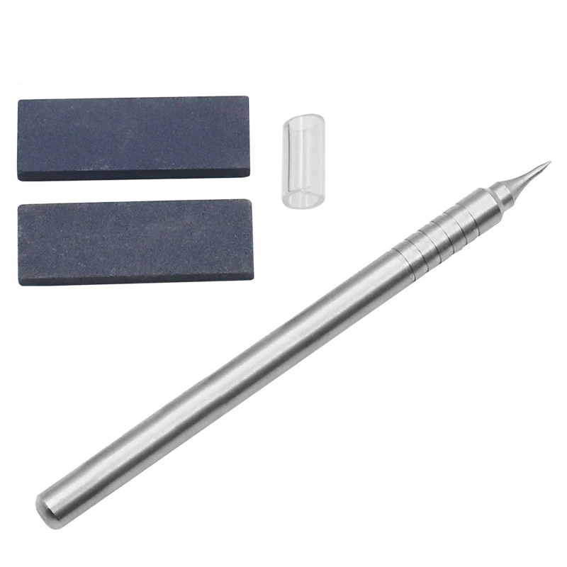 1Piece Model Scriber Engraving Pen With 2Pcs Grindstone Stainless Steel 606 Paper Model Tool Line Processing Hand Tool