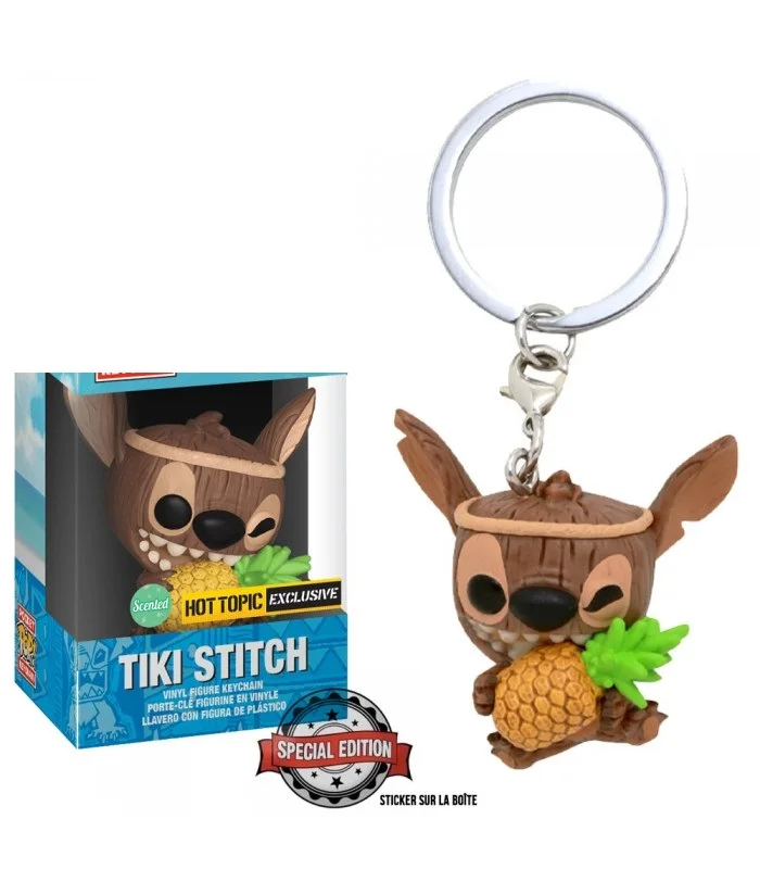 thumbnail image 5 of FUNKO POP Disney Movie LILO STITCH Summer STITCH Llavero de juguete Figura de vinilo TIKI STITCH Edición especial perfumada Juguetes para niños, 5 of 5