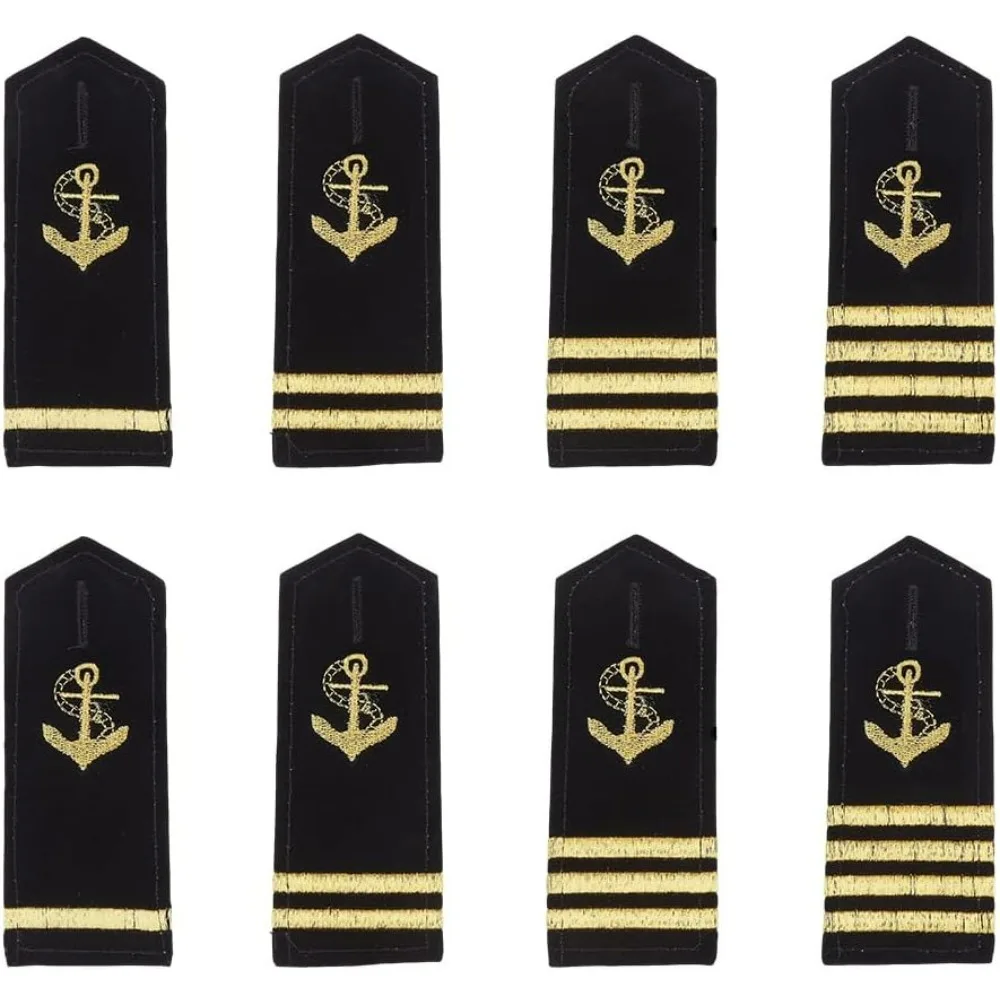 4 Pairs Shoulder Boards Uniform Epaulets Gold Anchor Hardboard Captain Navy Epaulettes Pilot Epaulettes for Cosplay Party