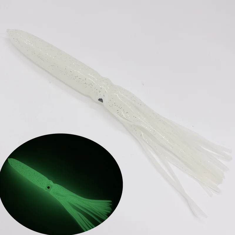 5 pezzi esche da pesca calamari gonne esche luminose polpo luminoso esche da traina esche da pesca in plastica morbida per spigola salmone trota  18