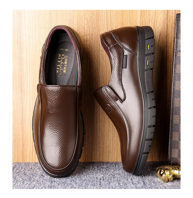 Genuine Leather Casual For Men Handmade Flat Platform Walking Shoes Outdoor Footwear Loafers Breathable Sneakers_vogvips.com