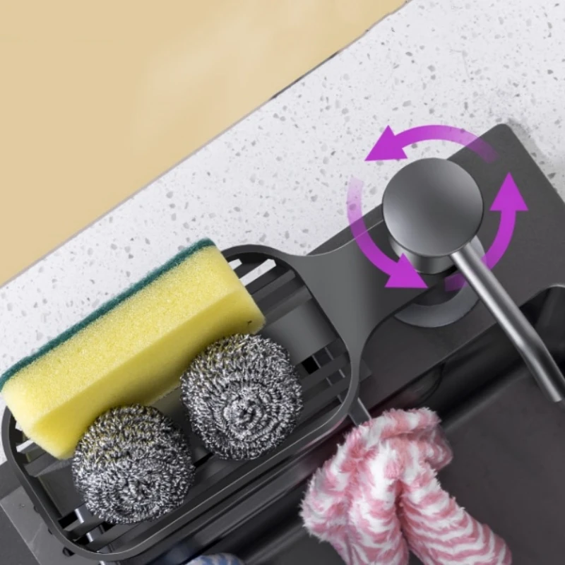 Kitchen Soap Dispenser With Storage Rack Holder Under Sink Dishes Liquid Dispenser Pump Extension Tube Hand Press