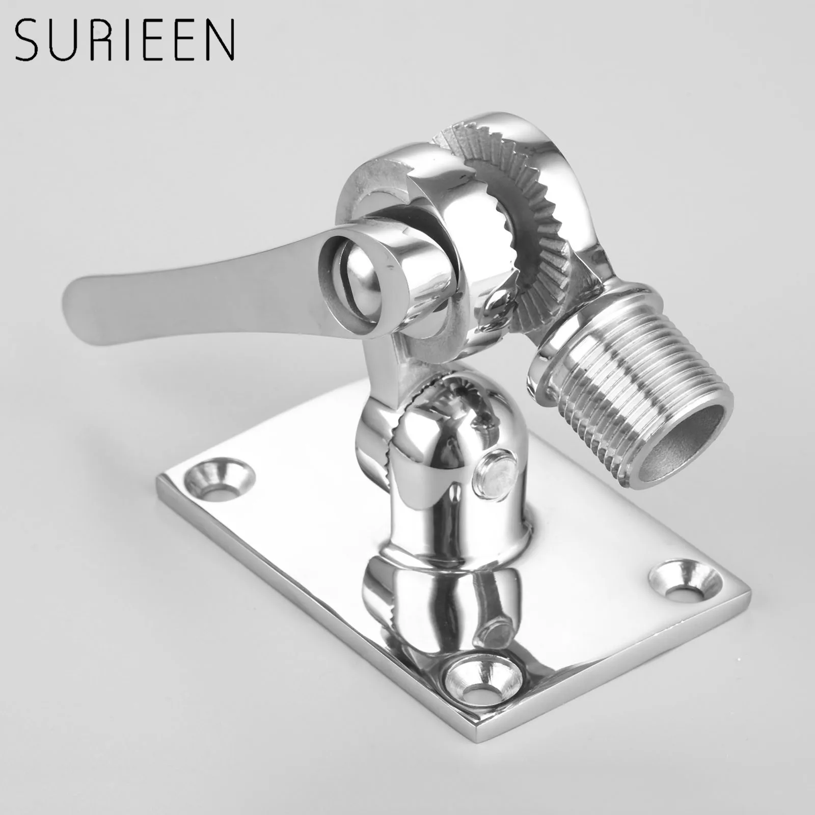 

1Pc Heavy Duty Stainless Steel 316 Adjustable Marine Radio Dual Axis Antenna Ratchet Base Rail /Clamp-On Mount Boats Accessories