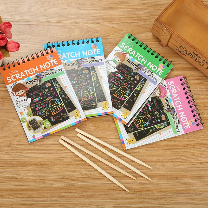 

Children DIY Scratch Painting Note 10 sheets Magic Color Rainbow Scratch Art