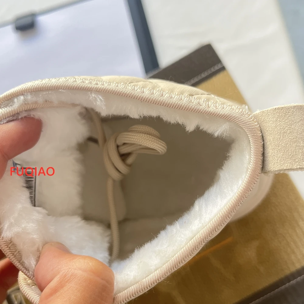 Stoff + Schweinsleder Plüschfell Winter Herrenstiefel High Top Warme Baumwollschuhe Schnürplattform Schneestiefel Rutschfeste Schnürstiefeletten – Detail 7