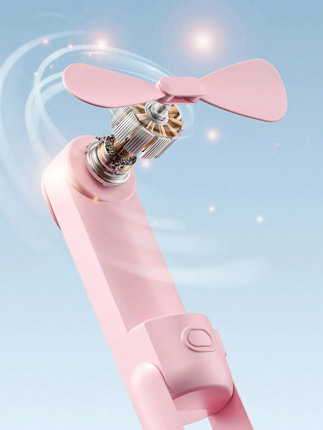 Description Picture 5 of item1pc Handheld Fan Rechargeable Mini Portable Cartoon USB Small Fan Gift Can Be Placed On The Desktop Handheld Small Fan