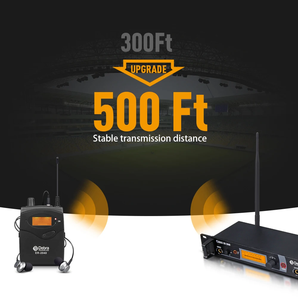 UHF IEM In-Ear Wireless Monitor System ER-2040 with Receiving Distance180m for S