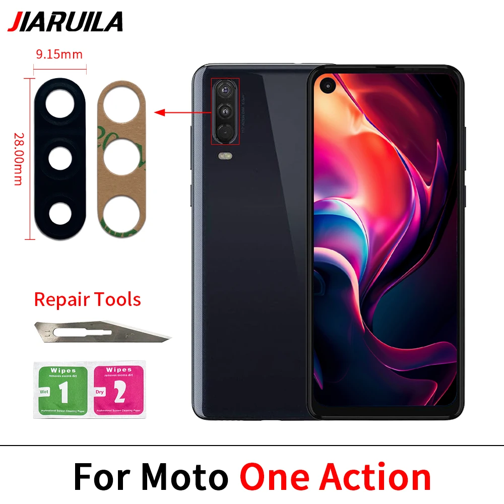 Motorola Moto One Fusion Plus 하이퍼 액션 매크로 백 카메라 유리 (접착제 스티커 교체 부품 포함) 용 새 후면 카메라 렌즈