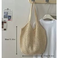 Sac tissé décontracté de grande capacité pour femme - Sac de plage ouvert avec bandoulière réglable, tissu respirant adapté aux vacances, au shopping et à l'usage quotidien, sac de plage 3