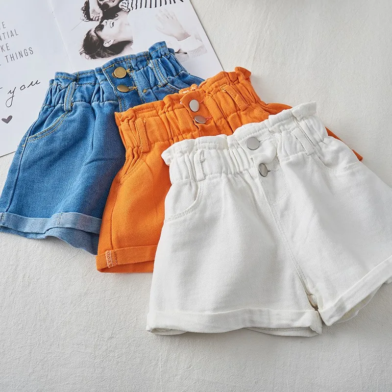 Girls' Summer Fashion Denim Shorts Girls Children Clothing Korean Fashion Versatile Jeans Pockets 2-8 Years kids shorts