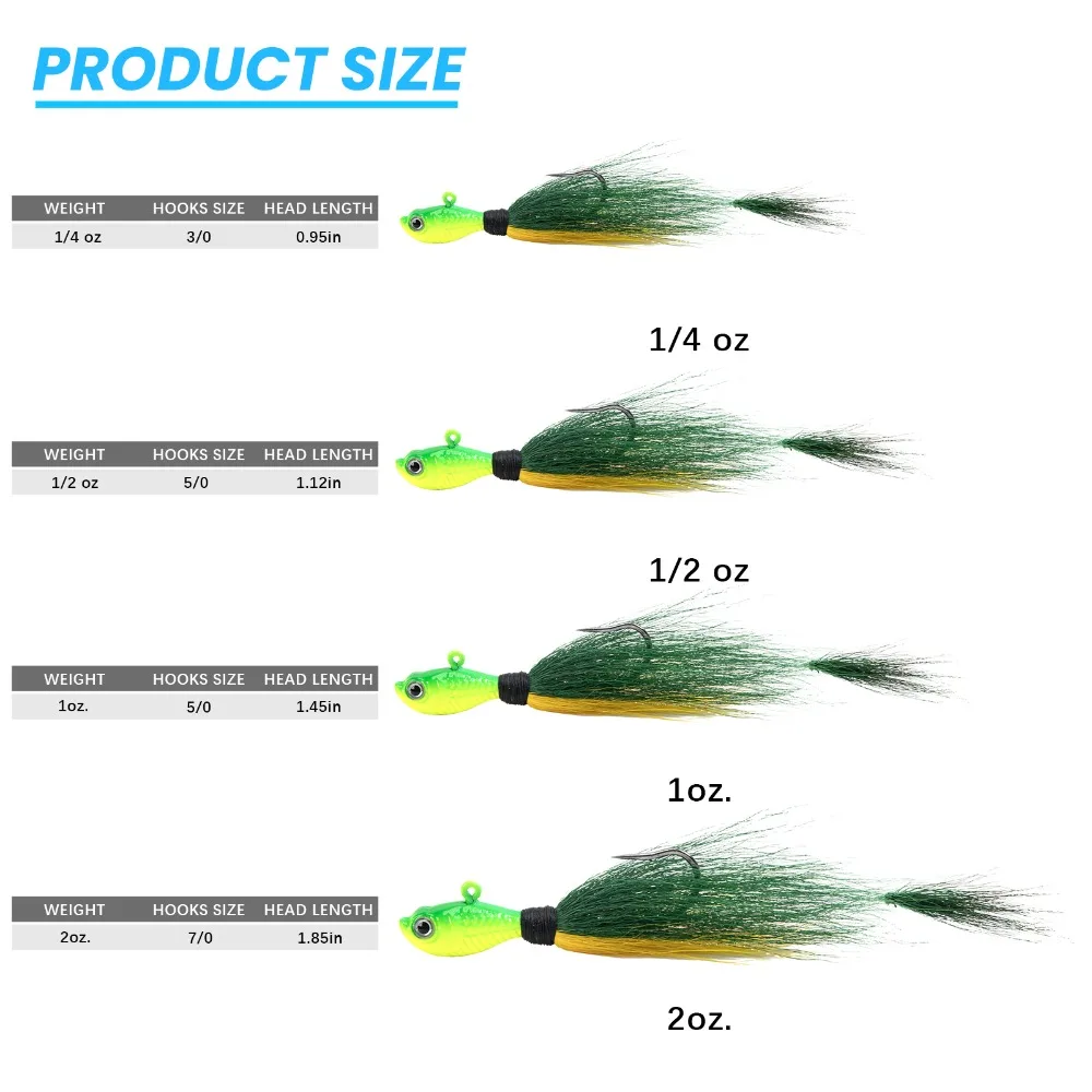 Goture 7g 14g 28g 56g Bucktail Jigs 4