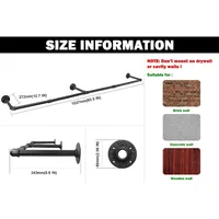 Industrial Pipe Clothes Rack, Heavy Duty Detachable Iron Garment Rack Wall Mounted 2