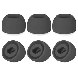 Premium Silicone Ear Tips - 6 Pieces (3 Pairs) Replacement Earplugs (Black)