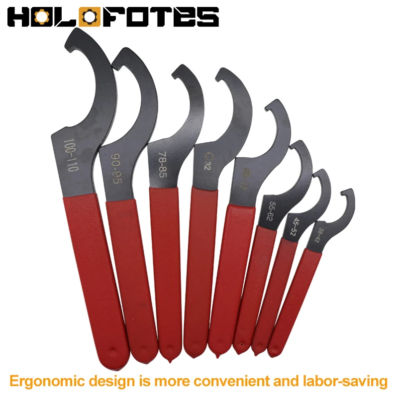 C Type Spanner 28-110mm Wrench 28-32 38-42 45-52 55-62 68-72 78-85 90-95 100-110mm Durable Non-slip for CNC Dust Removal Nut