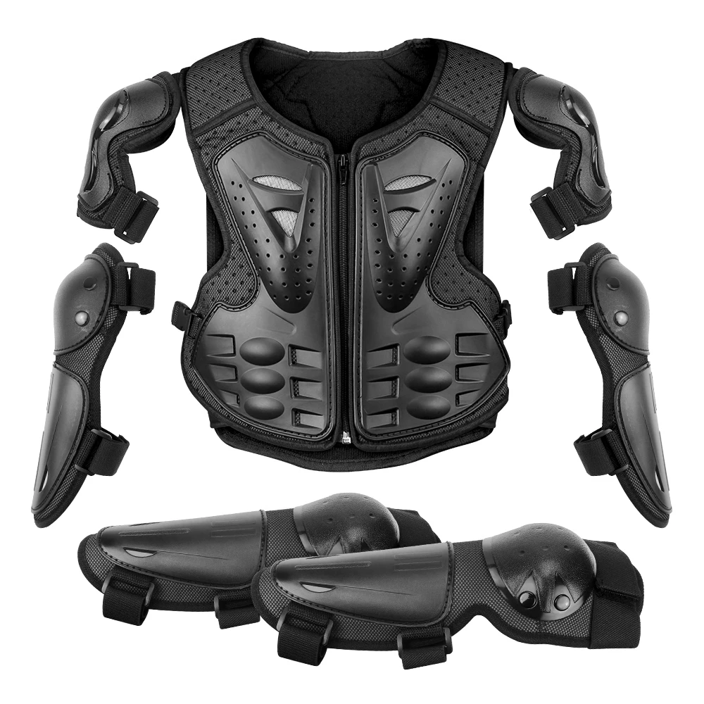 Kid's Motocross Body Armor Jacket Motorcycle Armor Vest Protection Protective Armors Riding Kneepads Moto Full Children