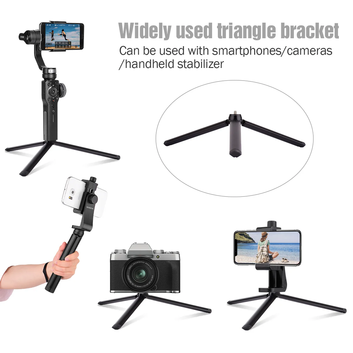 54-inch Extendable Selfie Stick Tripod Stand Aluminum Alloy with Detachable Desktop Tripod Phone Holder Sports Camera Mount Adap