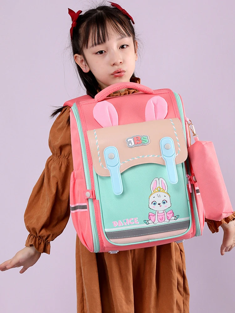 Backpack 2pcs Set with Pencil Case, Dancing Rabbit Girl, Space Bear Elementary School Bookbag Boy Lightweight Casual Daypack