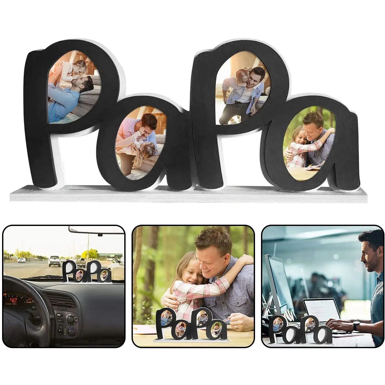 Father's Day PaPa Picture Frame,Dad Gifts From Daughter,Dad Birthday Gifts, Dad Photo Holder, Father's Day Gift -Black 3