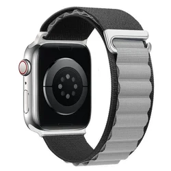 Durable Alpine Nylon Loop Strap for Apple Watch - Comfortable & Stylish Design (22 Black grey)